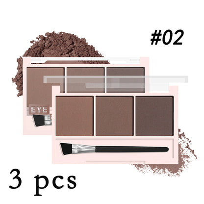 3-Color Brow Powder Set with Brush - Long-lasting Contour Makeup for Natural Look - ZOOMNSTORE