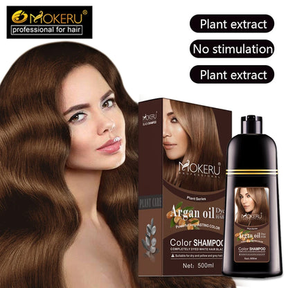 Organic Brown Hair Color Shampoo - Permanent Long-Lasting Dye for Women - ZOOMNSTORE