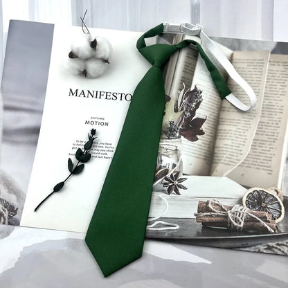 Brown Necktie - Trendy Solid Tie for College Students and Lazy-tie Uniforms - ZOOMNSTORE