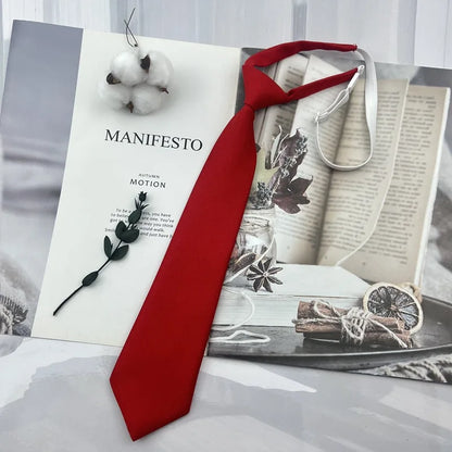 Brown Necktie - Trendy Solid Tie for College Students and Lazy-tie Uniforms - ZOOMNSTORE