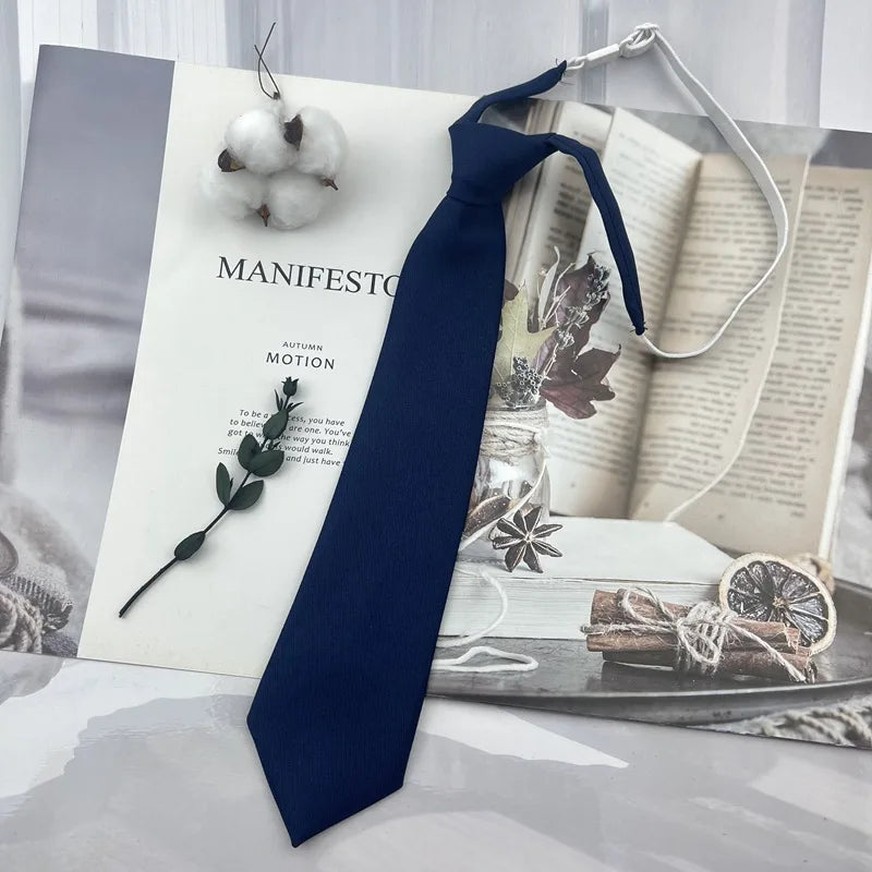 Brown Necktie - Trendy Solid Tie for College Students and Lazy-tie Uniforms - ZOOMNSTORE