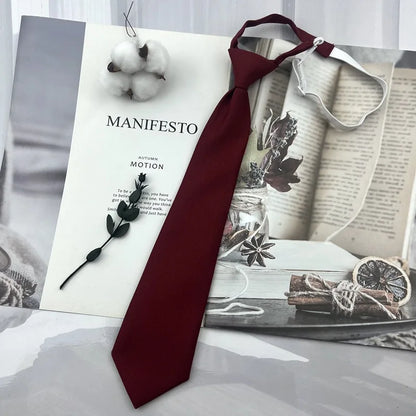 Brown Necktie - Trendy Solid Tie for College Students and Lazy-tie Uniforms - ZOOMNSTORE