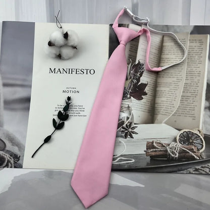 Brown Necktie - Trendy Solid Tie for College Students and Lazy-tie Uniforms - ZOOMNSTORE