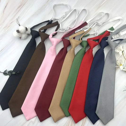 Brown Necktie - Trendy Solid Tie for College Students and Lazy-tie Uniforms - ZOOMNSTORE