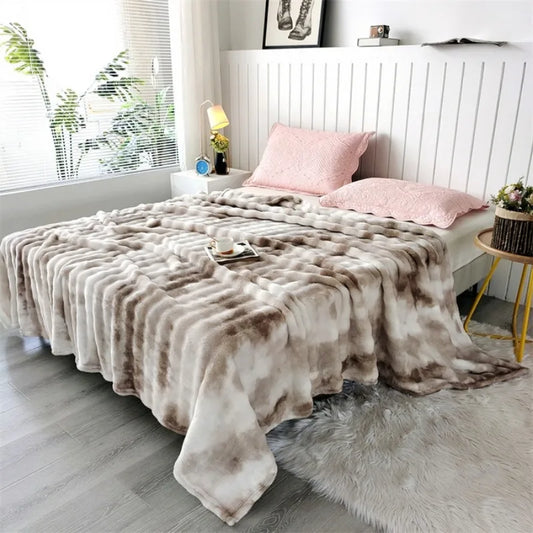 Double-Sided Bubble Fleece Blanket - Gradual Color Change Sofa  Nap Blanket - ZOOMNSTORE