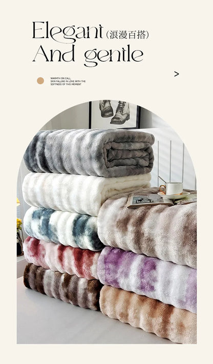 Double-Sided Bubble Fleece Blanket - Gradual Color Change Sofa  Nap Blanket - ZOOMNSTORE