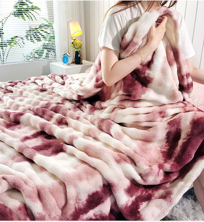 Double-Sided Bubble Fleece Blanket - Gradual Color Change Sofa  Nap Blanket - ZOOMNSTORE