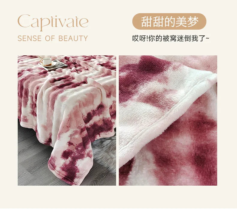 Double-Sided Bubble Fleece Blanket - Gradual Color Change Sofa  Nap Blanket - ZOOMNSTORE