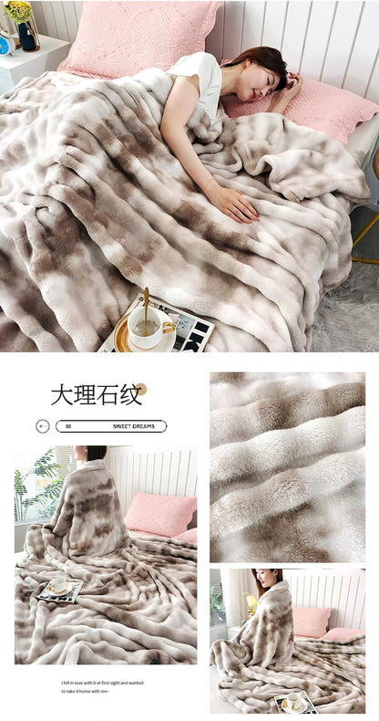 Double-Sided Bubble Fleece Blanket - Gradual Color Change Sofa  Nap Blanket - ZOOMNSTORE