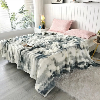 Double-Sided Bubble Fleece Blanket - Gradual Color Change Sofa  Nap Blanket - ZOOMNSTORE