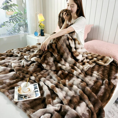 Double-Sided Bubble Fleece Blanket - Gradual Color Change Sofa  Nap Blanket - ZOOMNSTORE