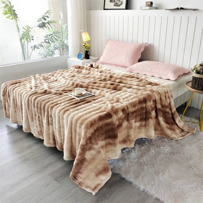 Double-Sided Bubble Fleece Blanket - Gradual Color Change Sofa  Nap Blanket - ZOOMNSTORE