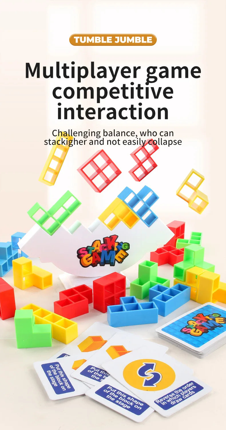 Building Block Toy - Stacked Tetra Tower Game | Balance Tower Toy for Kids Party - ZOOMNSTORE