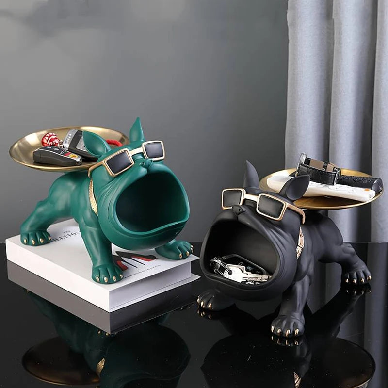 Bulldog Key Storage Ornament - Entryway Tray  Shoe Cabinet Decor - ZOOMNSTORE