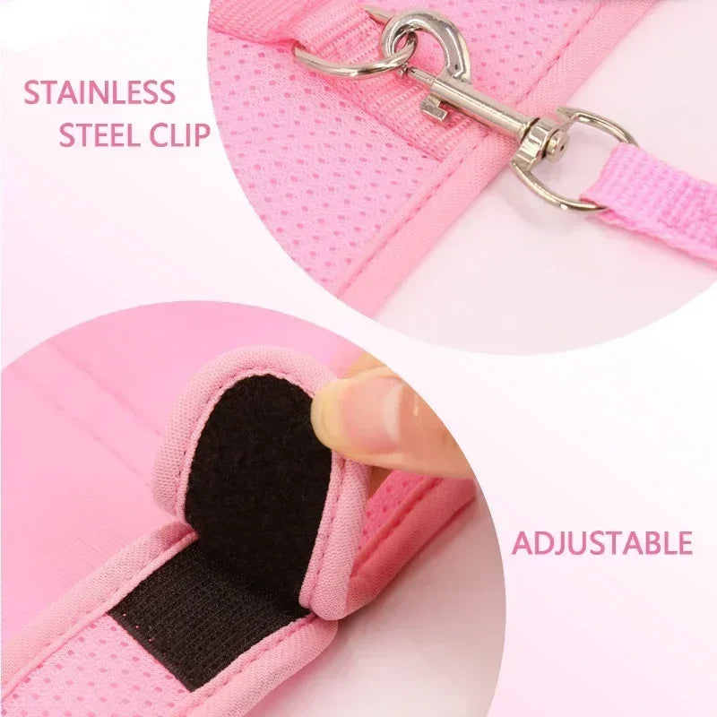 Adjustable Bunny Harness  Leash Set - Soft Vest for Small Pets Rabbits Ferrets Kittens - ZOOMNSTORE