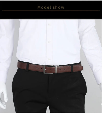 Business Dress Belts – Genuine Leather Reversible Buckle Brown Black Men’s Belt - ZOOMNSTORE