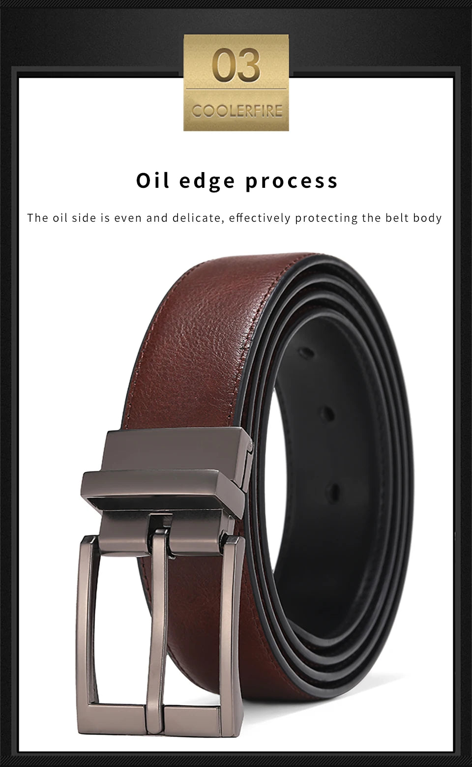 Business Dress Belts – Genuine Leather Reversible Buckle Brown Black Men’s Belt - ZOOMNSTORE