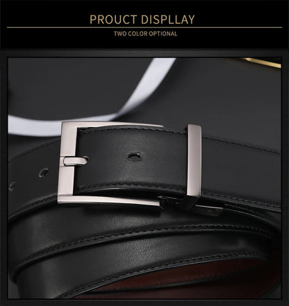 Business Dress Belts – Genuine Leather Reversible Buckle Brown Black Men’s Belt - ZOOMNSTORE