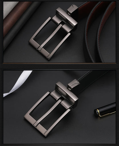 Business Dress Belts – Genuine Leather Reversible Buckle Brown Black Men’s Belt - ZOOMNSTORE