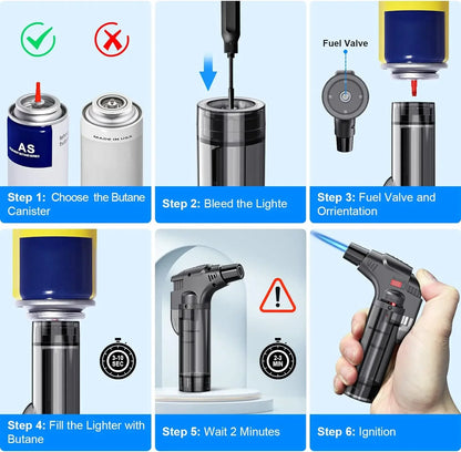 Butane Torch Lighter 4-Pack – Windproof Jet Flame Refillable Outdoor Grill Tools - ZOOMNSTORE