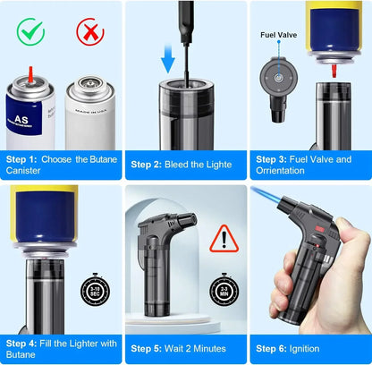 Butane Torch Lighter 4-Pack – Windproof Jet Flame Refillable Outdoor Grill Tools - ZOOMNSTORE