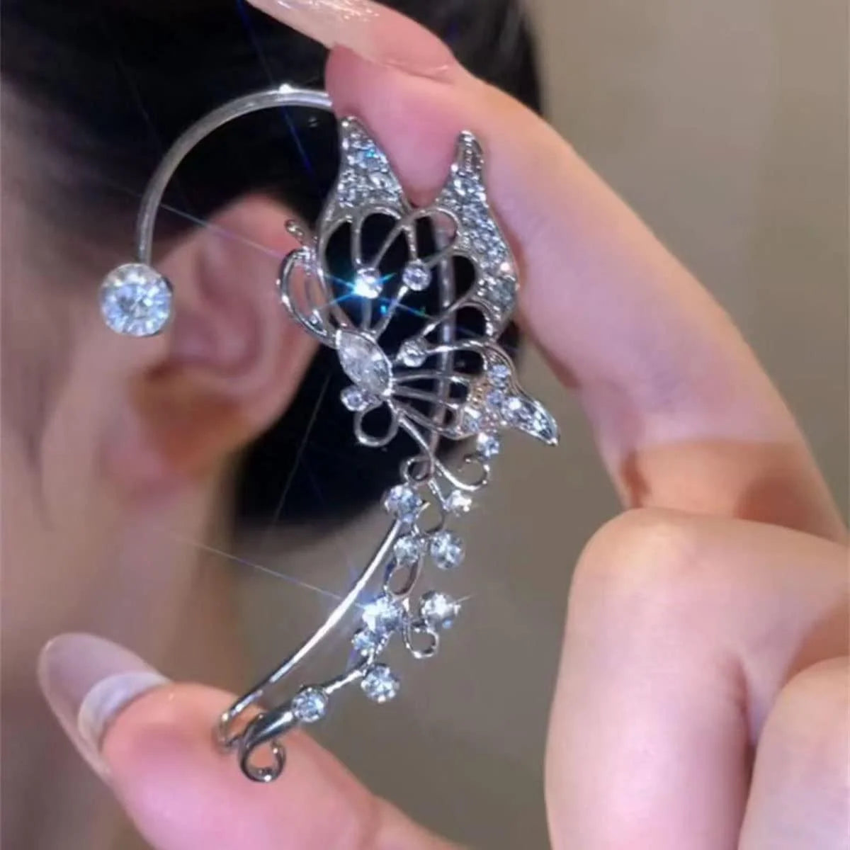 Butterfly Ear Cuff – Elegant Sparkling Zircon Clip On Ear Jewelry for Women - ZOOMNSTORE