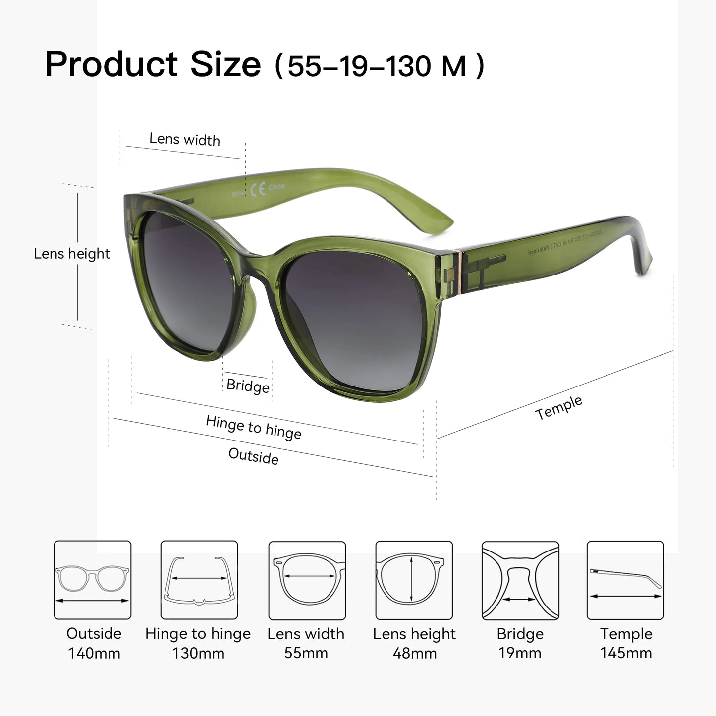 Thick Butterfly Frame Polarized Sunglasses - Cat Eye UV400 Shades for Women - ZOOMNSTORE