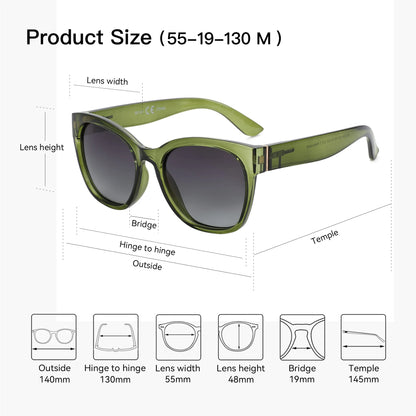 Thick Butterfly Frame Polarized Sunglasses - Cat Eye UV400 Shades for Women - ZOOMNSTORE