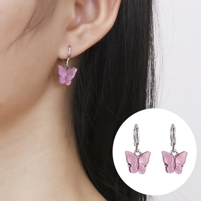 Butterfly Heart Drop Earrings Set - 9 Pcs Geometric Gold Silver Jewelry for Girls - ZOOMNSTORE