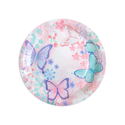 Butterfly Party Tableware Set - Disposable Plates Napkins Cups  Tablecloth for Baby Shower  Birthday - ZOOMNSTORE