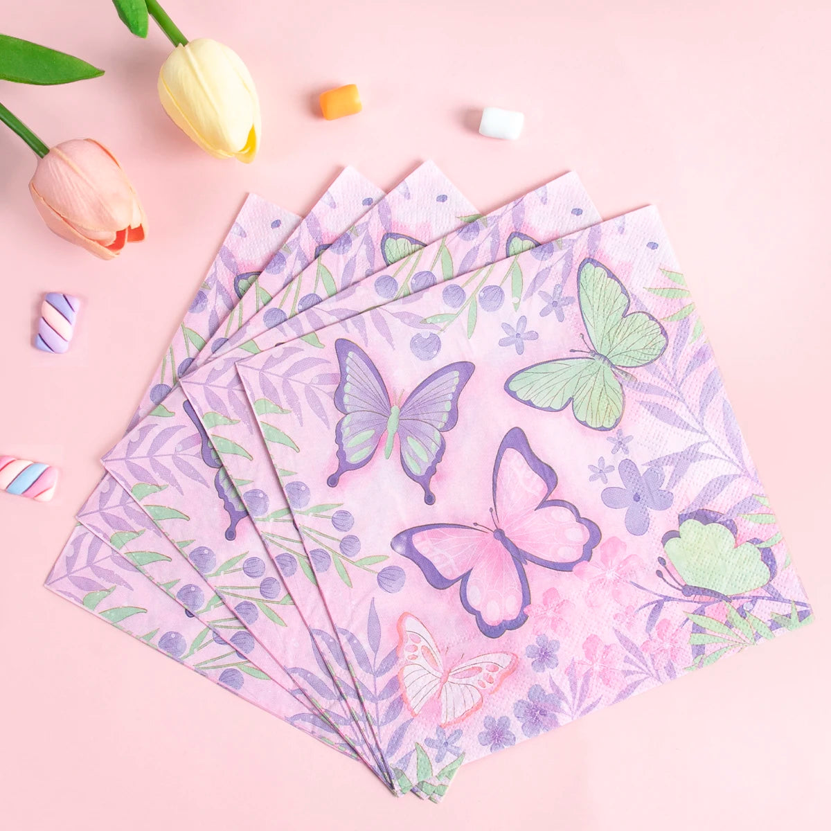 Butterfly Party Tableware Set - Disposable Plates Napkins Cups  Tablecloth for Baby Shower  Birthday - ZOOMNSTORE