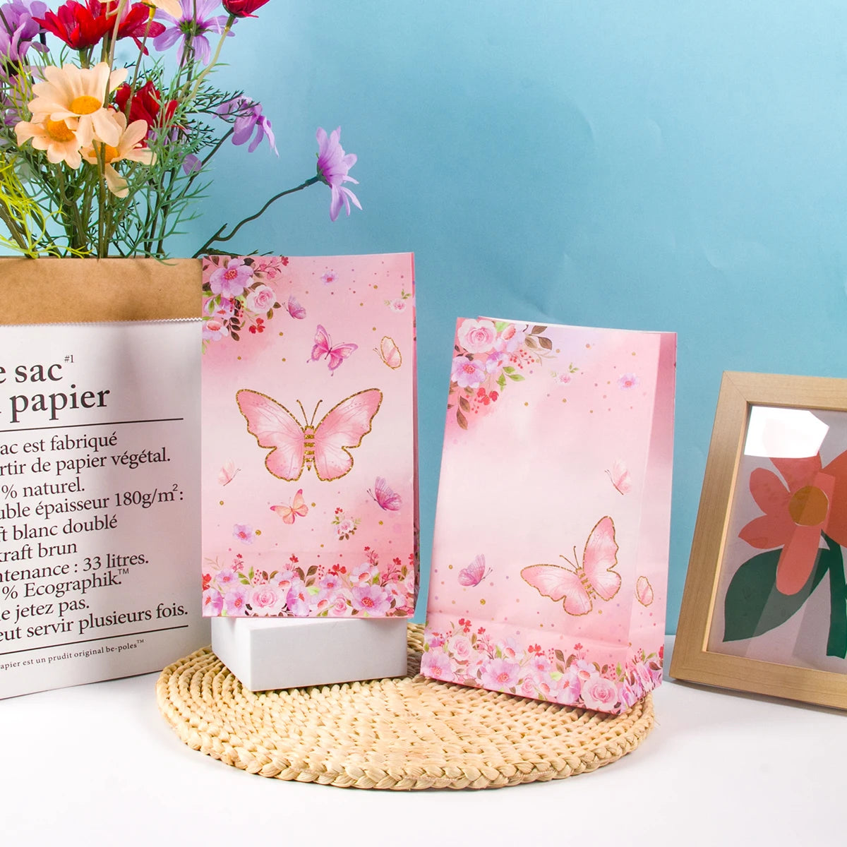 Butterfly Party Tableware Set - Disposable Plates Napkins Cups  Tablecloth for Baby Shower  Birthday - ZOOMNSTORE