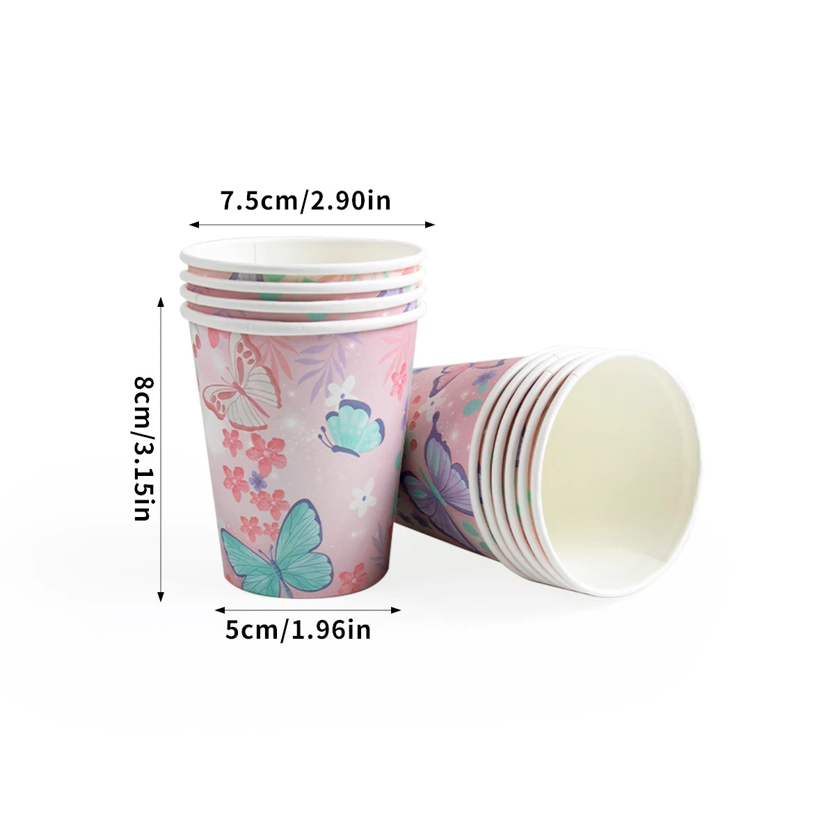 Butterfly Party Tableware Set - Disposable Plates Napkins Cups  Tablecloth for Baby Shower  Birthday - ZOOMNSTORE