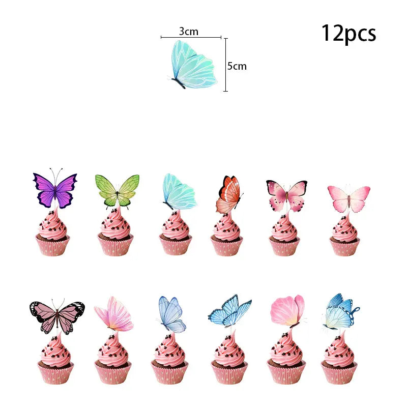 Butterfly Party Tableware Set - Disposable Plates Napkins Cups  Tablecloth for Baby Shower  Birthday - ZOOMNSTORE