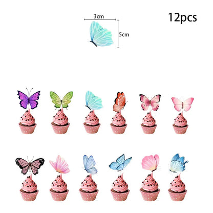 Butterfly Party Tableware Set - Disposable Plates Napkins Cups  Tablecloth for Baby Shower  Birthday - ZOOMNSTORE