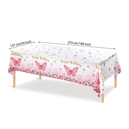 Butterfly Party Tableware Set - Disposable Plates Napkins Cups  Tablecloth for Baby Shower  Birthday - ZOOMNSTORE