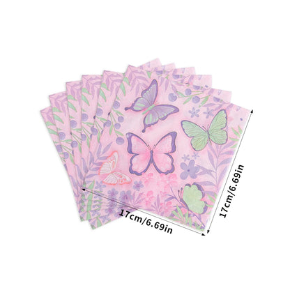 Butterfly Party Tableware Set - Disposable Plates Napkins Cups  Tablecloth for Baby Shower  Birthday - ZOOMNSTORE