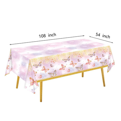 Butterfly Party Tableware Set - Disposable Plates Napkins Cups  Tablecloth for Baby Shower  Birthday - ZOOMNSTORE