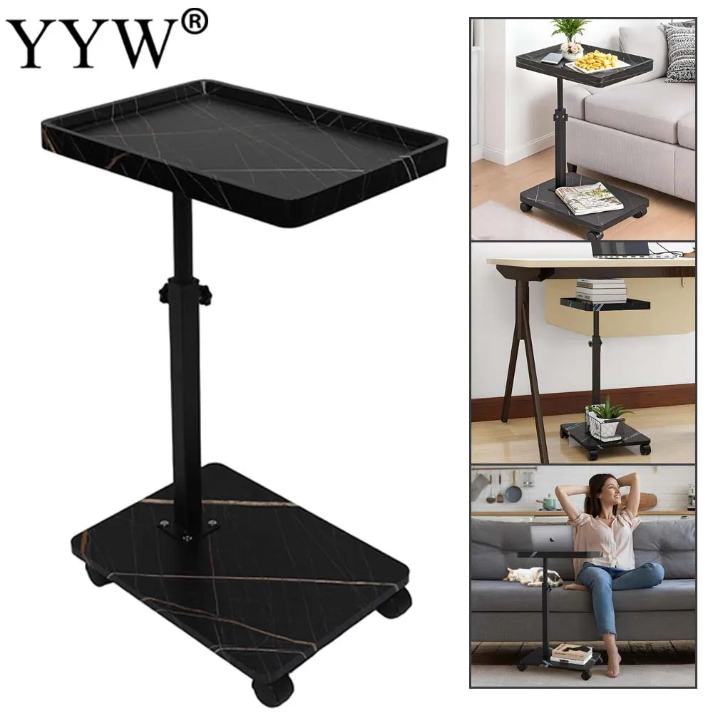 C Shaped Coffee Table – Mobile Rolling Side Table for Living Room Furniture - ZOOMNSTORE