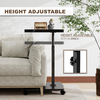 C Shaped Coffee Table – Mobile Rolling Side Table for Living Room Furniture - ZOOMNSTORE
