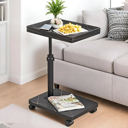 C Shaped Coffee Table – Mobile Rolling Side Table for Living Room Furniture - ZOOMNSTORE