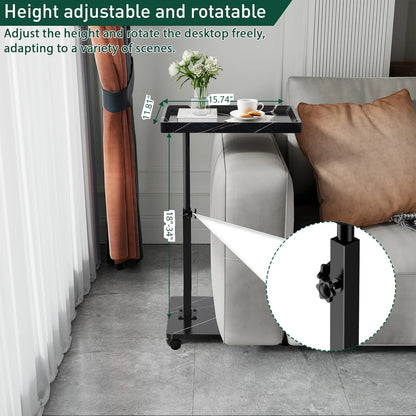 C Shaped Coffee Table – Mobile Rolling Side Table for Living Room Furniture - ZOOMNSTORE