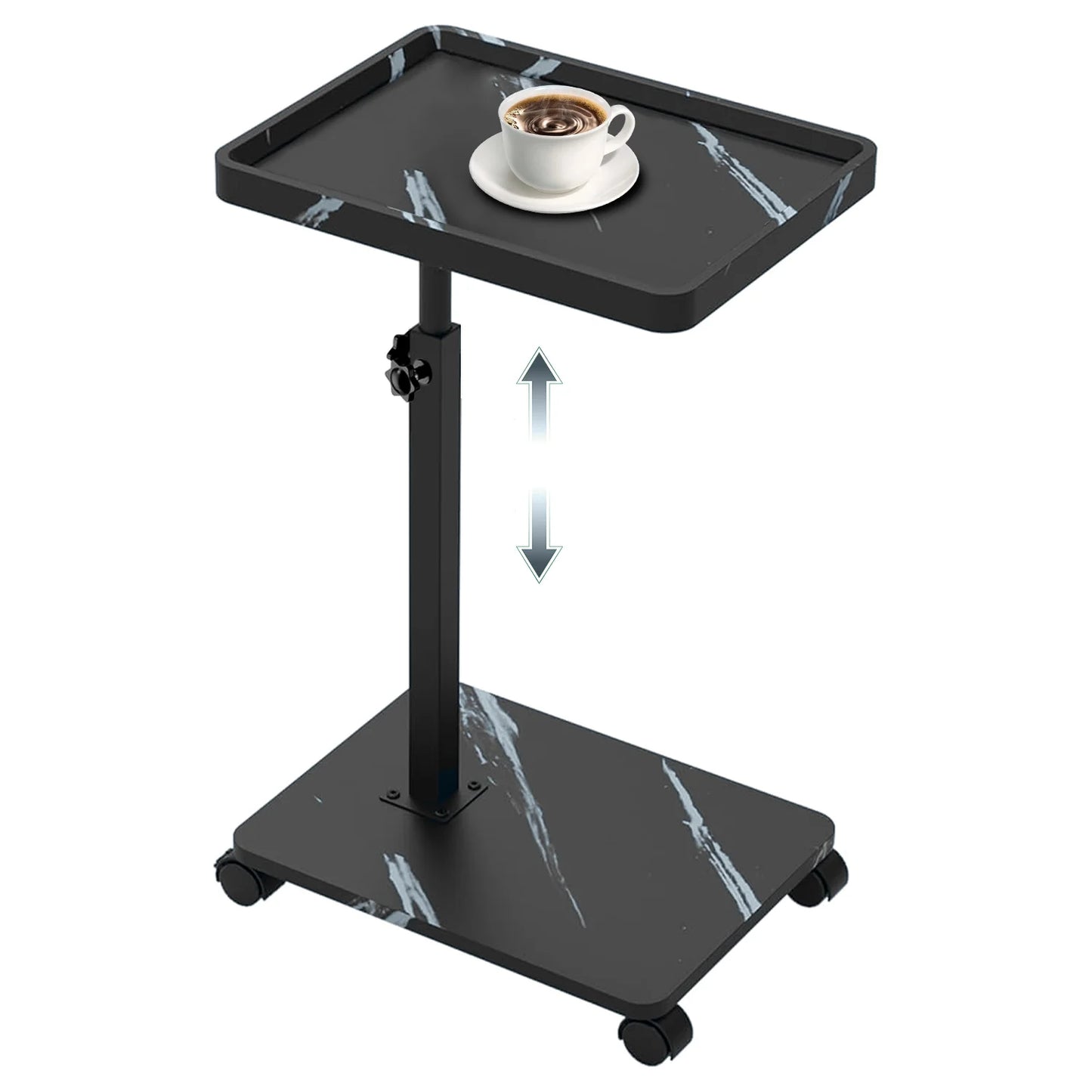 C Shaped Coffee Table – Mobile Rolling Side Table for Living Room Furniture - ZOOMNSTORE