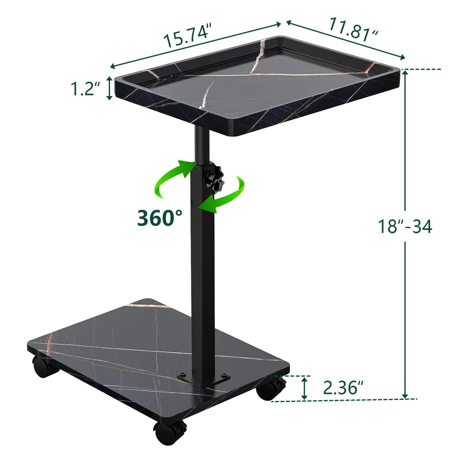 C Shaped Coffee Table – Mobile Rolling Side Table for Living Room Furniture - ZOOMNSTORE