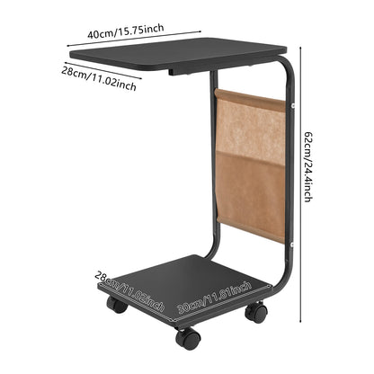 C-Shaped Side Table | Black Brown Side Table with Rust Resistant Frame & Ergonomic Height – Portable Laptop Desk - ZOOMNSTORE