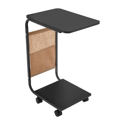 C-Shaped Side Table | Black Brown Side Table with Rust Resistant Frame & Ergonomic Height – Portable Laptop Desk - ZOOMNSTORE