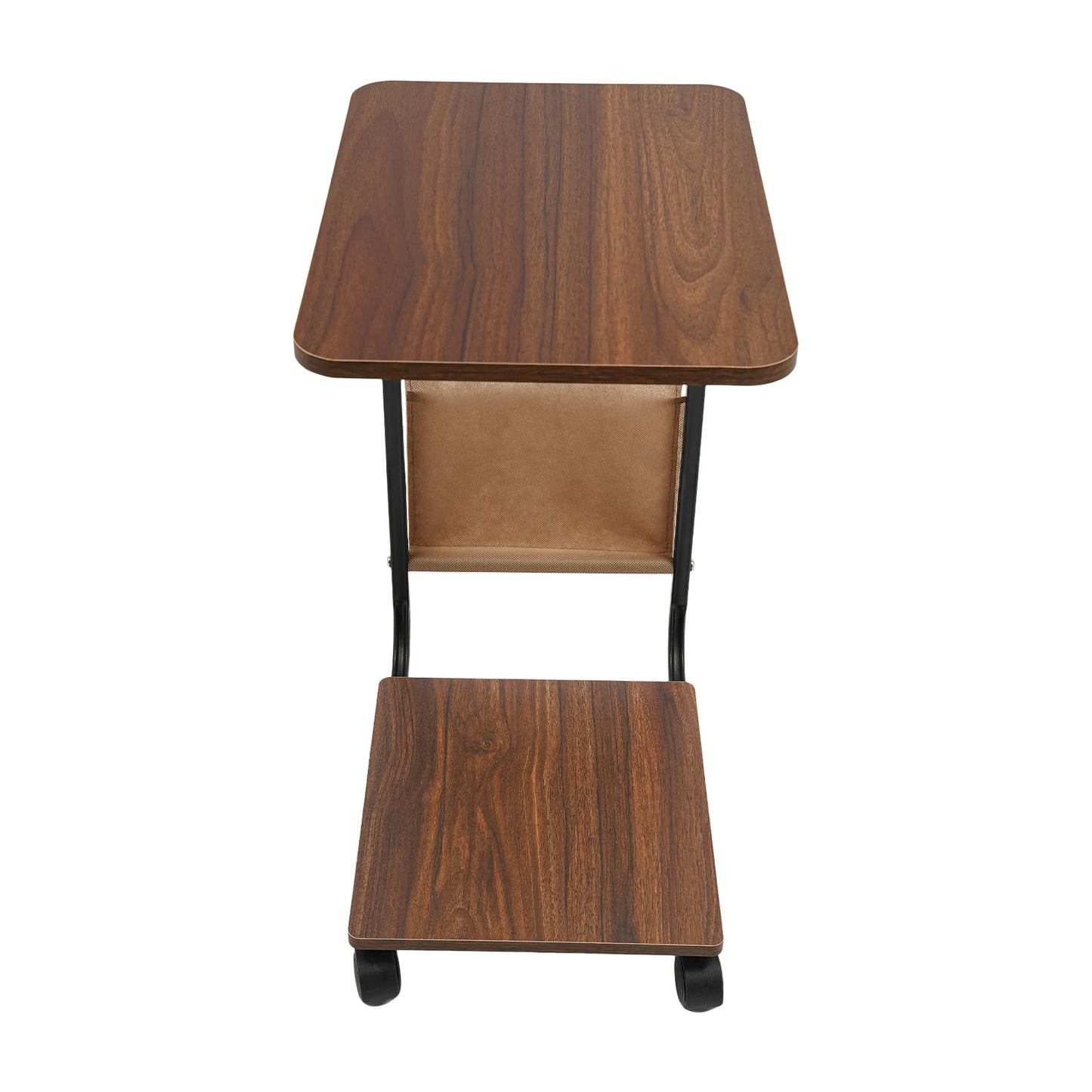 C-Shaped Side Table | Black Brown Side Table with Rust Resistant Frame & Ergonomic Height – Portable Laptop Desk - ZOOMNSTORE