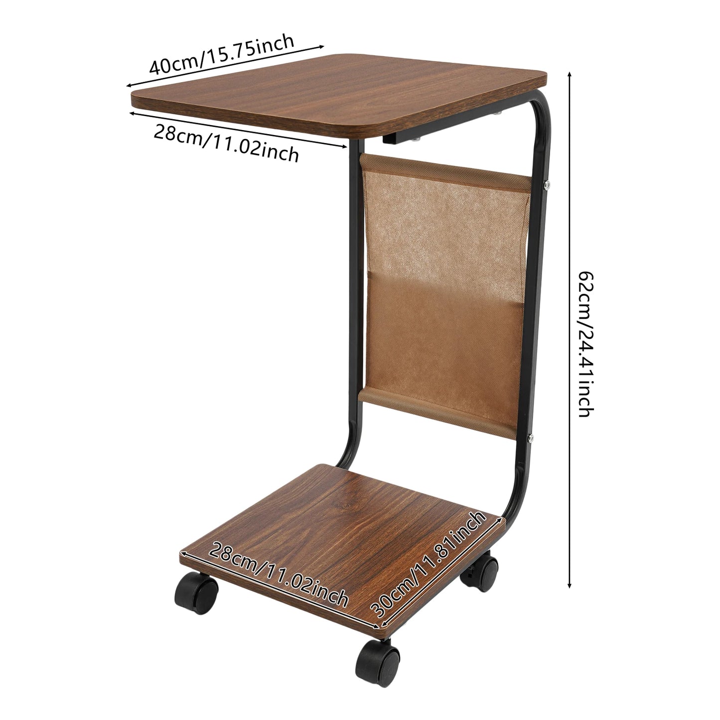 C-Shaped Side Table | Black Brown Side Table with Rust Resistant Frame & Ergonomic Height – Portable Laptop Desk - ZOOMNSTORE