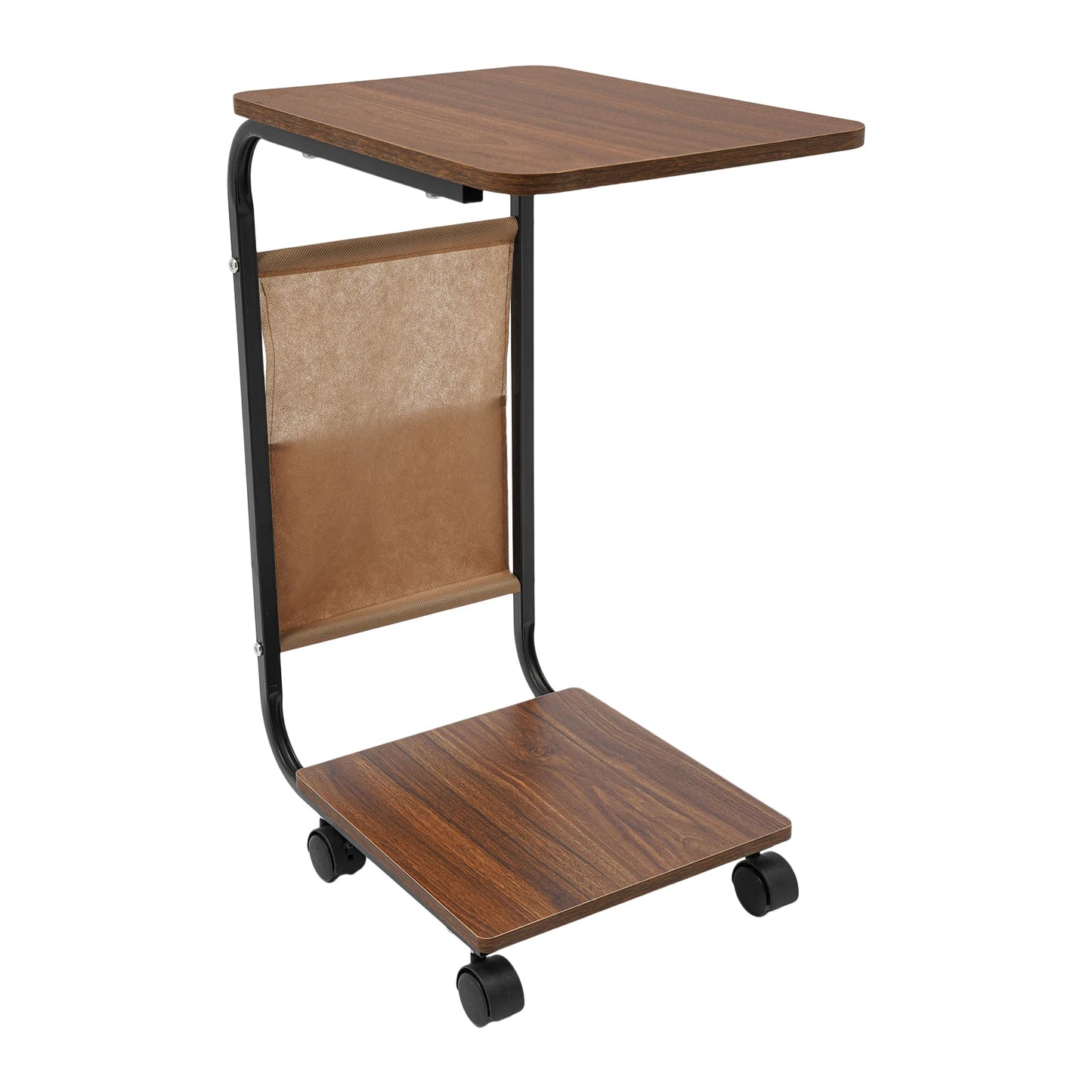 C-Shaped Side Table | Black Brown Side Table with Rust Resistant Frame & Ergonomic Height – Portable Laptop Desk - ZOOMNSTORE