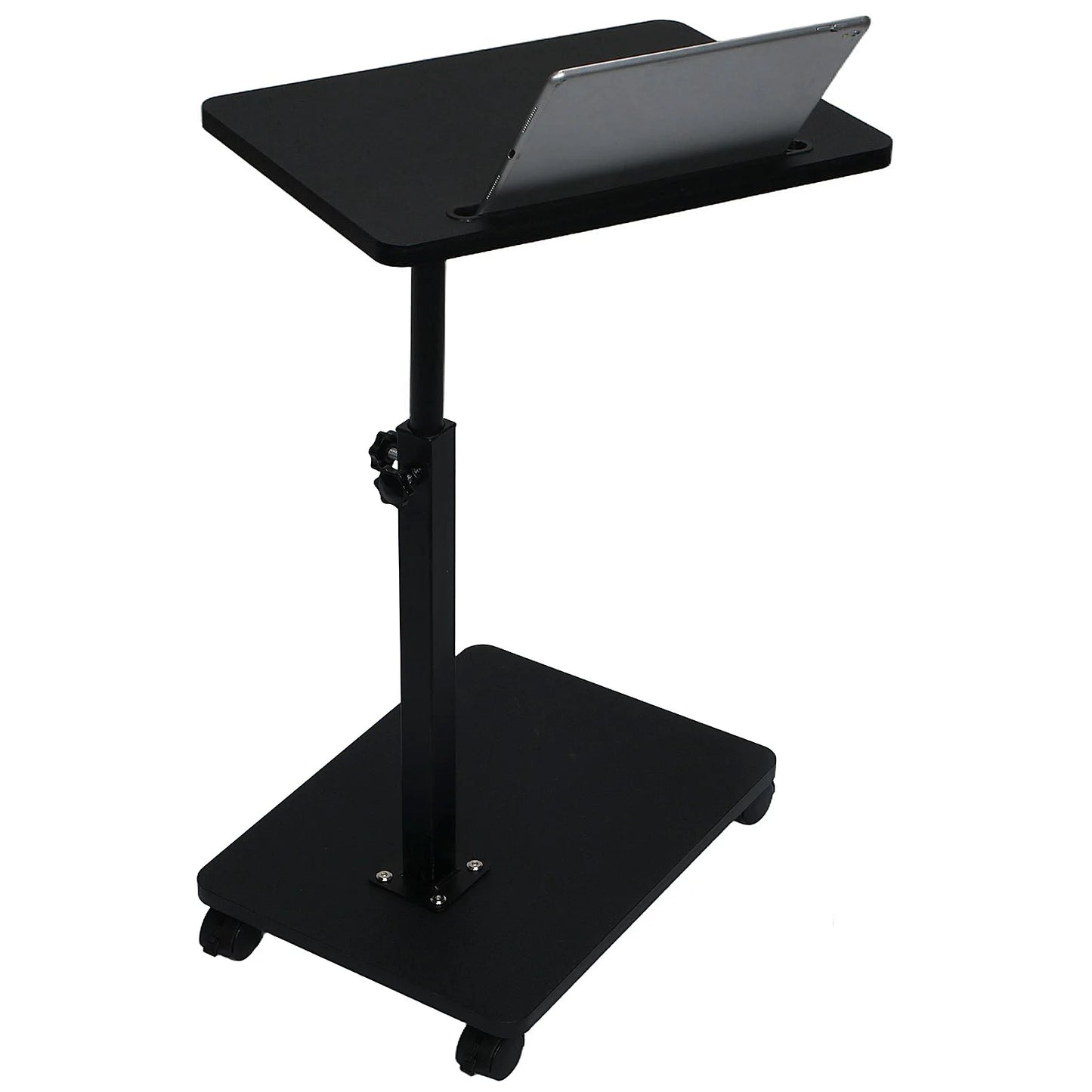 C Shaped Side Table – Mobile Coffee Table With Wheels | Adjustable Height Wooden Storage - ZOOMNSTORE